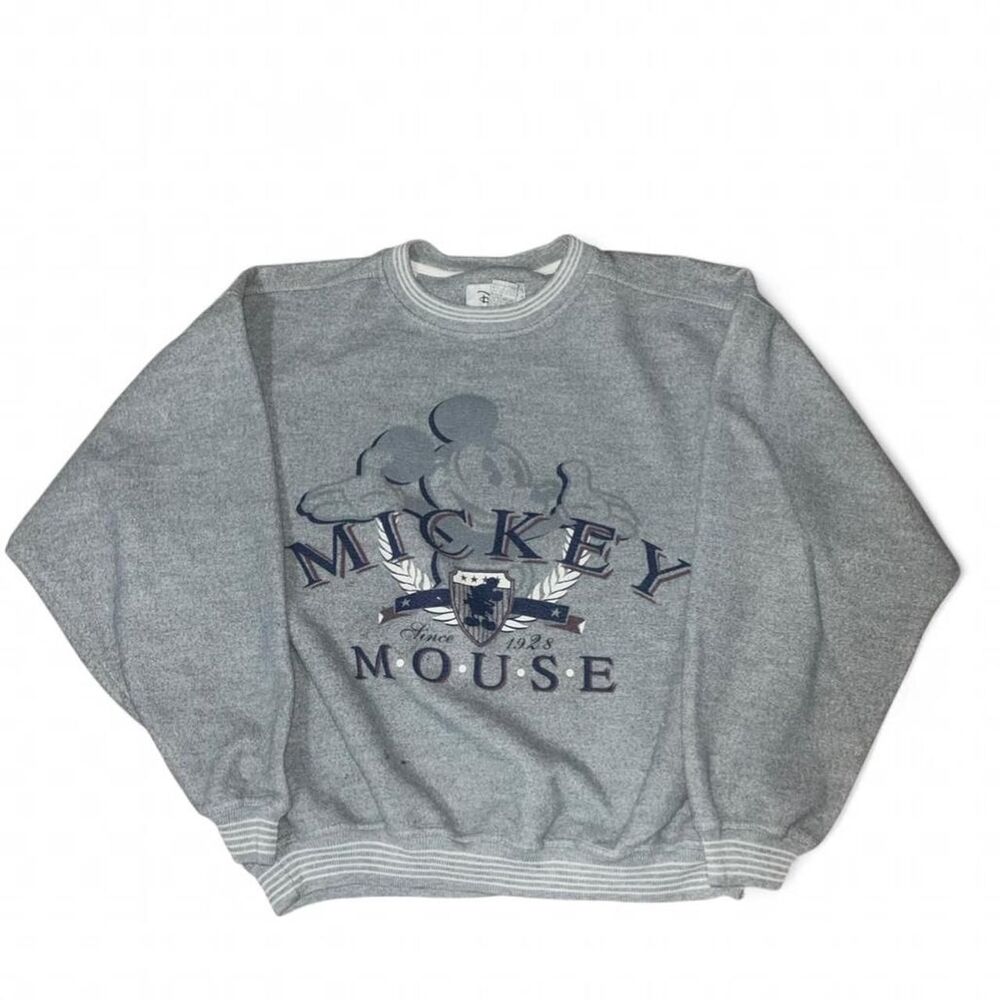 Vintage 1990s Disney Men's Grey Sweatshirt SZ L Flaw